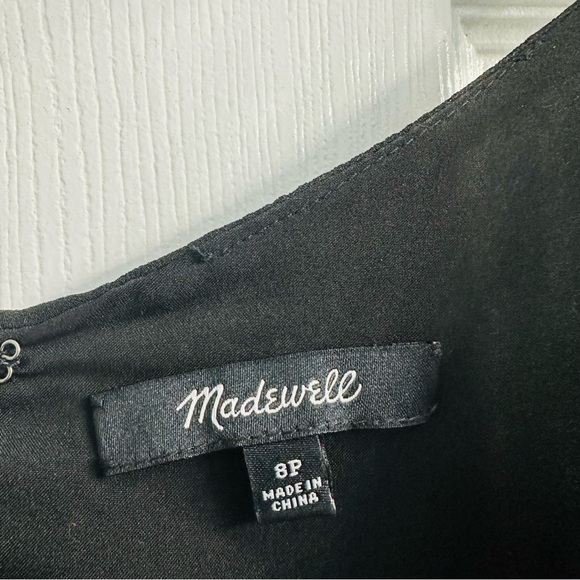 Madewell Dress Midi Black Ruffle V-Neck Whimsigoth Cocktail 8 Petite Medium - Picture 6 of 8